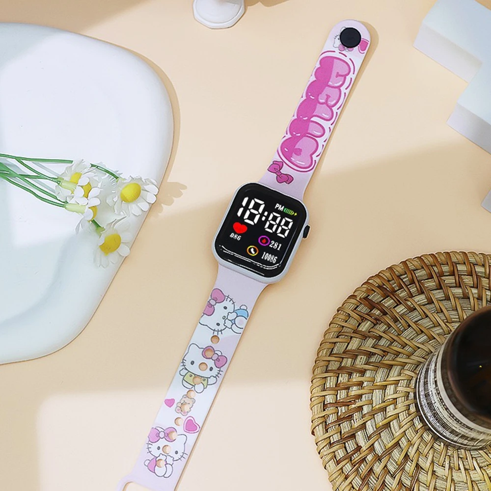 New Hello Kitty Children Watches Girls Children's Electronic Sport Watch Fashion Digital Watch Women Student Christmas gift