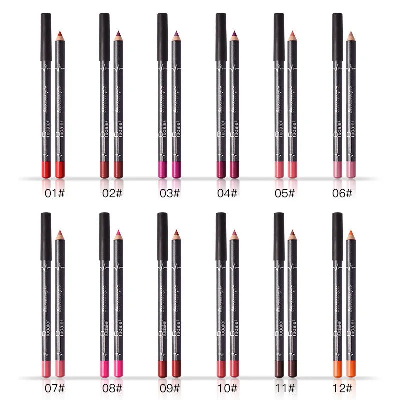 12 Pcs/Set Waterproof Lip Liner Pencil Nude Matte Lipliner Moisturizing Long Lasting Lipstick Liner Professional Makeup Pens