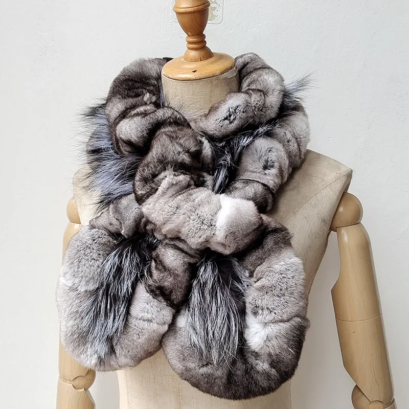 

Женский зимний теплый роскошный шарф из натурального меха, модный женский шарф высокого качества, новинка 2025 года, шарфы из лисьего меха, женский глушитель