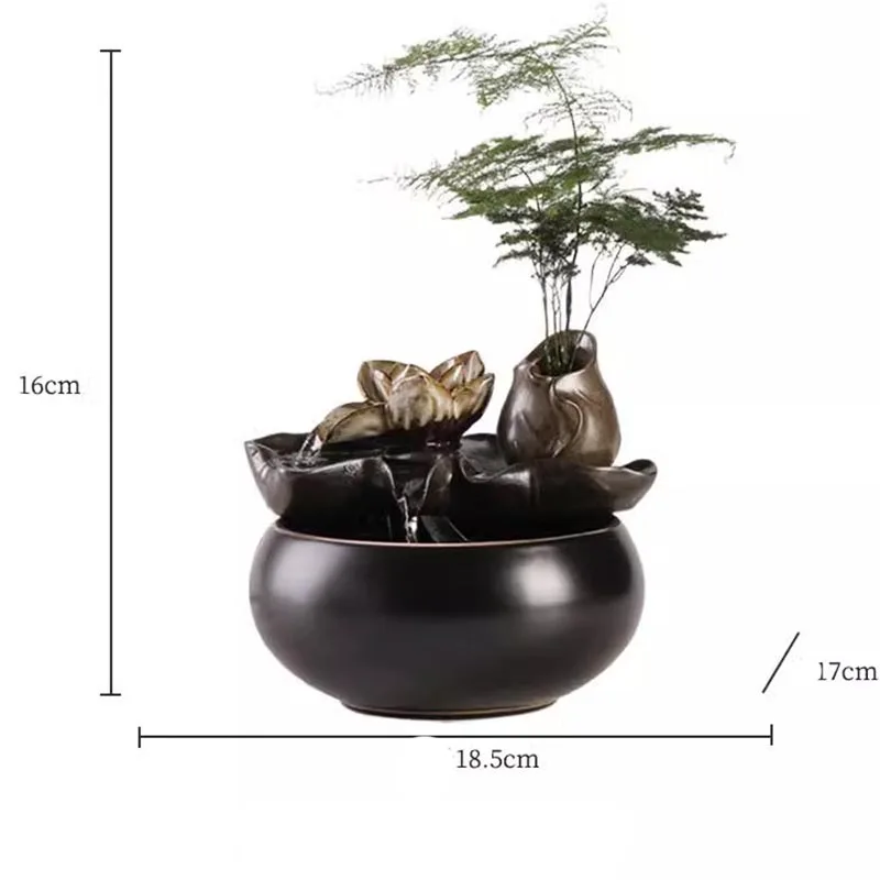 Creative Lotus Fountain Water Tank Living Room Spray Water Humidification Atomized Fish Tank Decoration Office Desktop Ornament