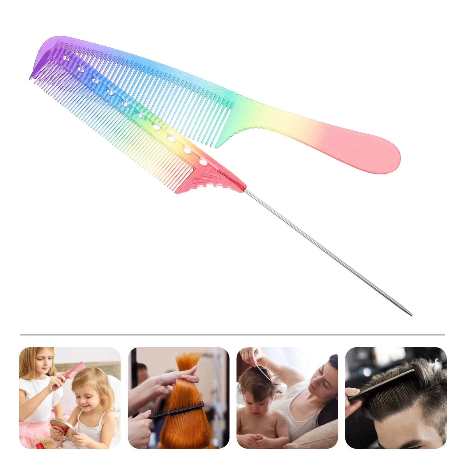 

2pcs Scale Comb Salon Styling Wide Tooth Hair Brush For Curls All Purpose Smooth Hairdressing Comb Hair Styling Tool Barbershop
