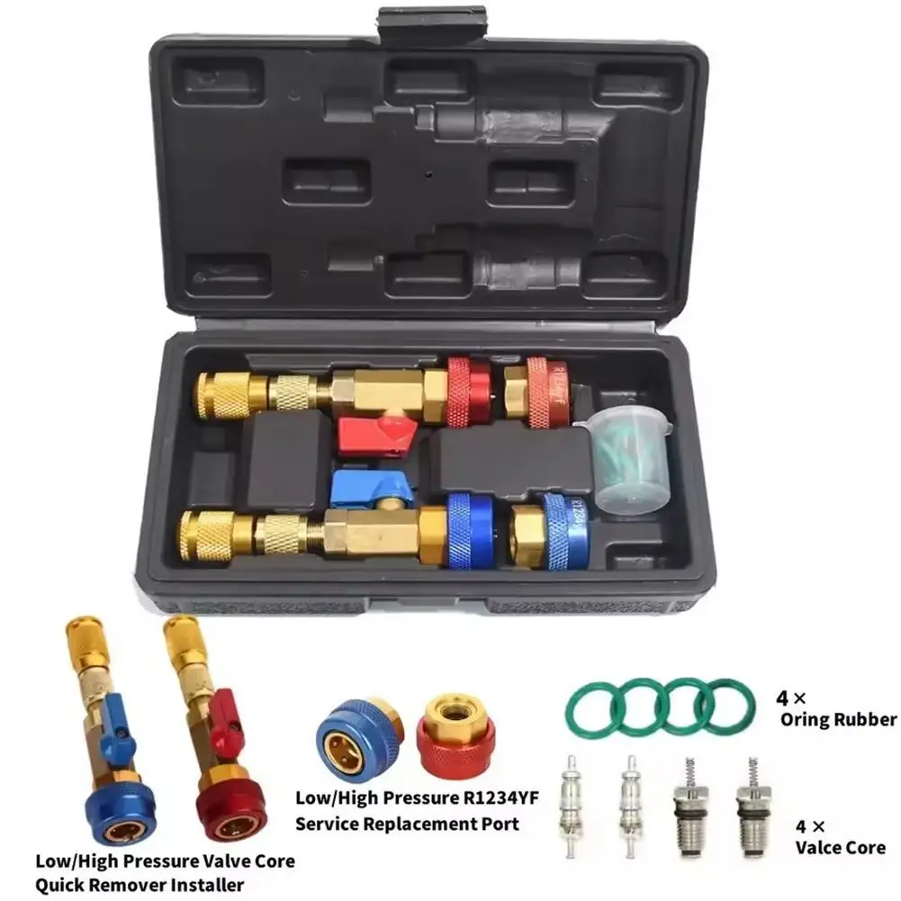 

AC Valve Core Removal R134a, R1234yf, R22 Portable Disassembly Valve Core Tools Car Refrigerant Valve Core Maintenance Kit