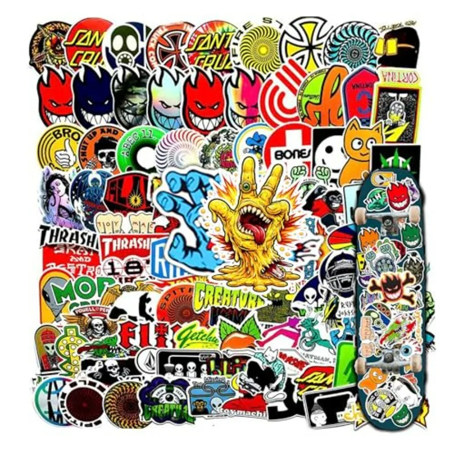 

100Pcs Skateboard Stickers, Skateboading Pack Stickers for Suitcase Skateboard Laptop Computer Water Bottles Car Teens Boys Gir