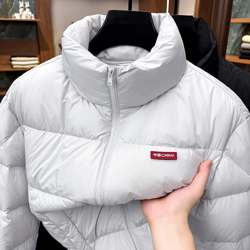 Premium Quality Man Stand Collar Bread Jacket Zipper Keep Warm Soft Letter Print Winter New Fashion High Quality Down Jacket