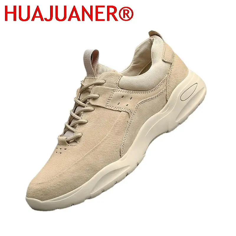 New Mens Shoes High Quality Suede Leather Casual Footwear Mens Sneakers Man Vintage Luxury Lace-up Antiskid Male Shoe Designers