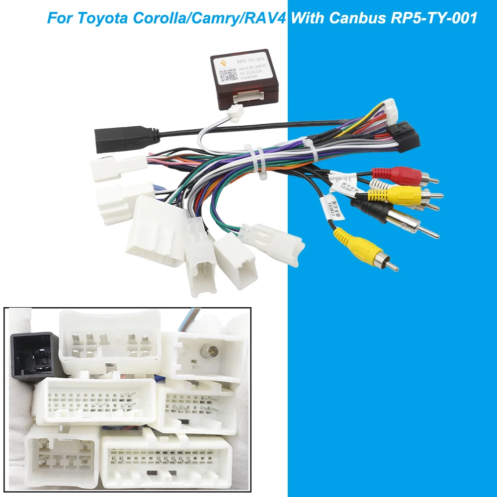 

Автомобильная адаптация 16-контактный жгут проводов Android, адаптер кабеля питания для Toyota Corolla/Camry/RAV4 с Canbus RP5-TY-101