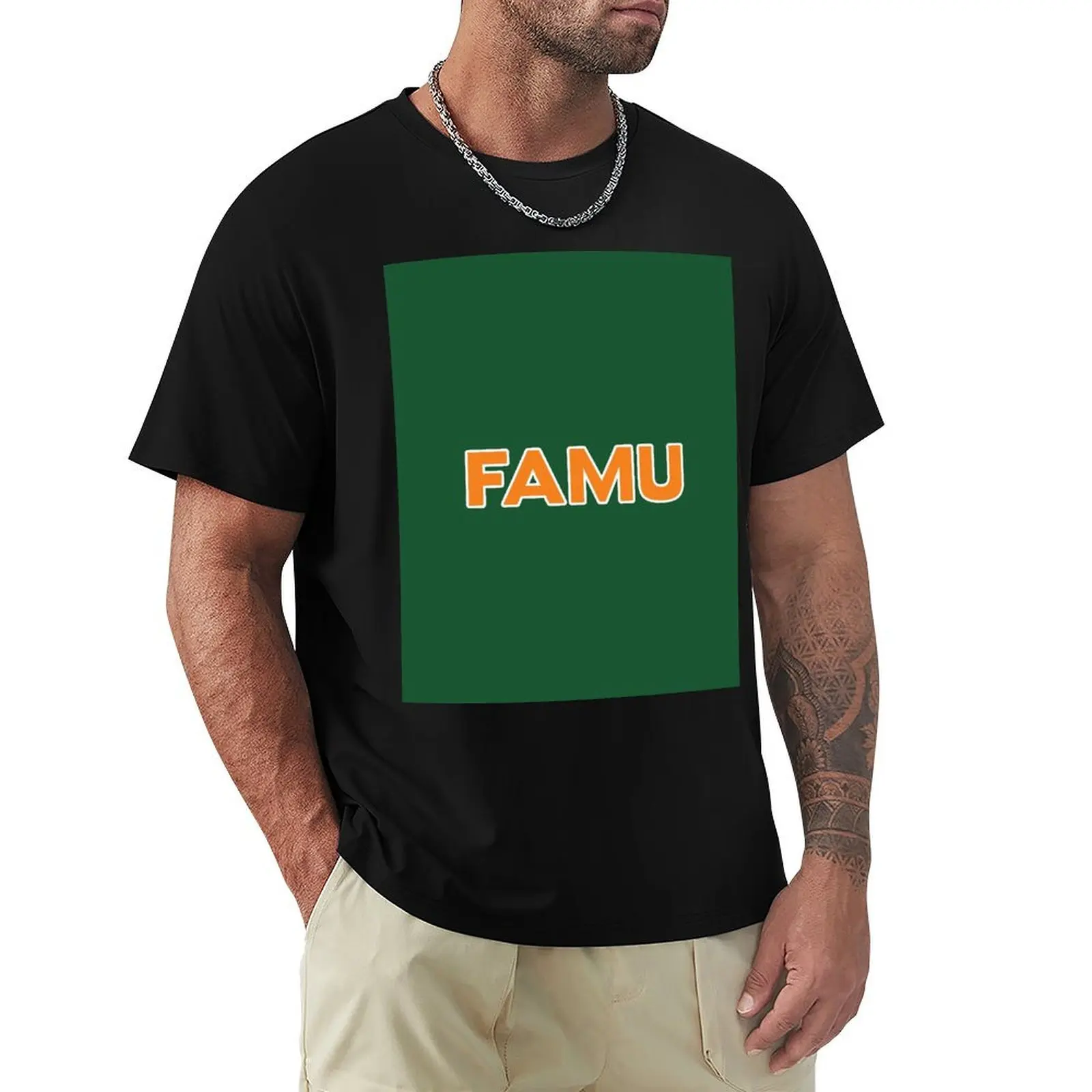 

FAMU Florida Orange and Green A&M Pride Rattler Big Letters T-Shirt Casual Loose Daily Wear T-Shirt