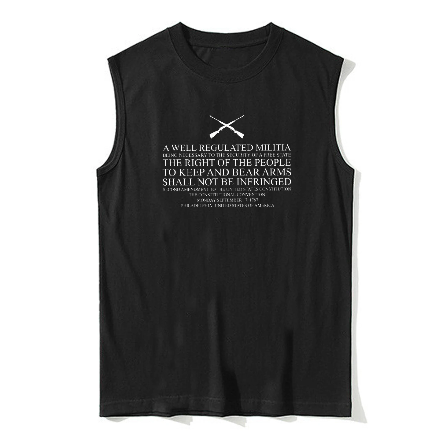 'Well Regulated Militia' Patriotic Gun Rights 2nd Amendment Tanktop New 100% Cotton O-Neck Casual Mens Vest Sleeveless T-shirt