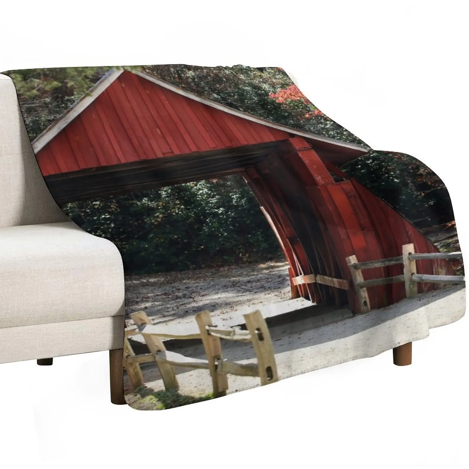 Campbell's Covered Bridge No 4 Throw Blanket Beach Summer Beddings Bed Vintage Blankets Sofas Of Decoration Hair Blankets