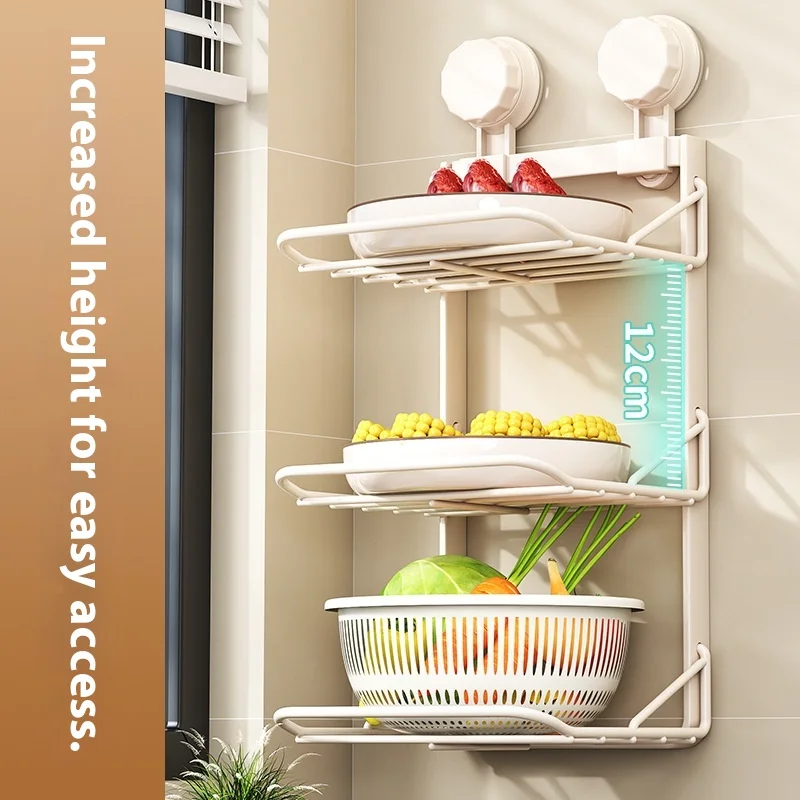 Stojak kuchenny do przygotowywania warzyw, wielowarstwowy, bez wiercenia, do serwowania, ścienny regał do przechowywania.