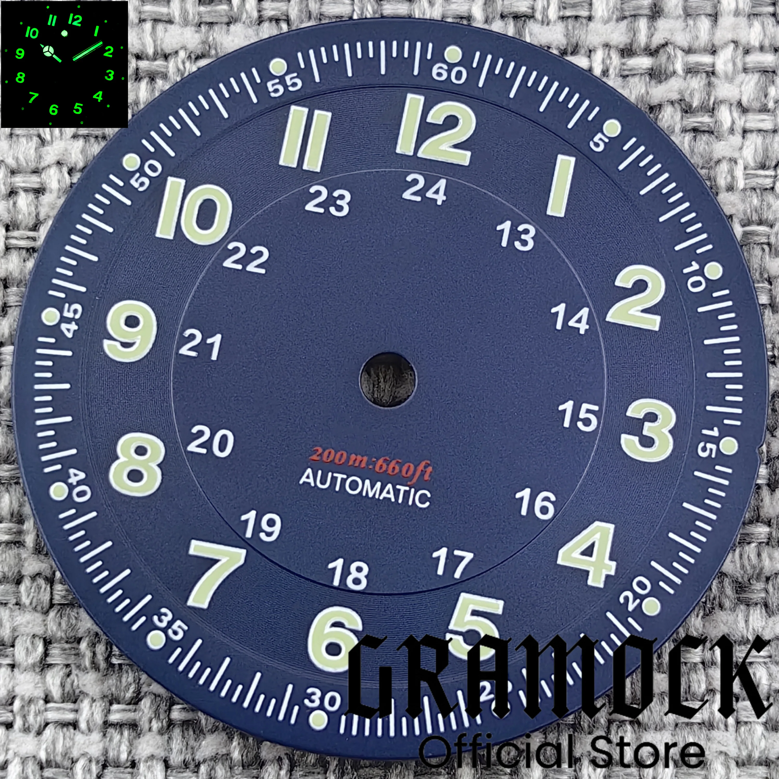 GRAMOCK Classic Sterile 29mm Pilot Blue Dial Hand Set Teil für NH35/NH36 ETA2824 PT5000 Miyota Mingzhu DG ST2130 Uhrwerk Teil