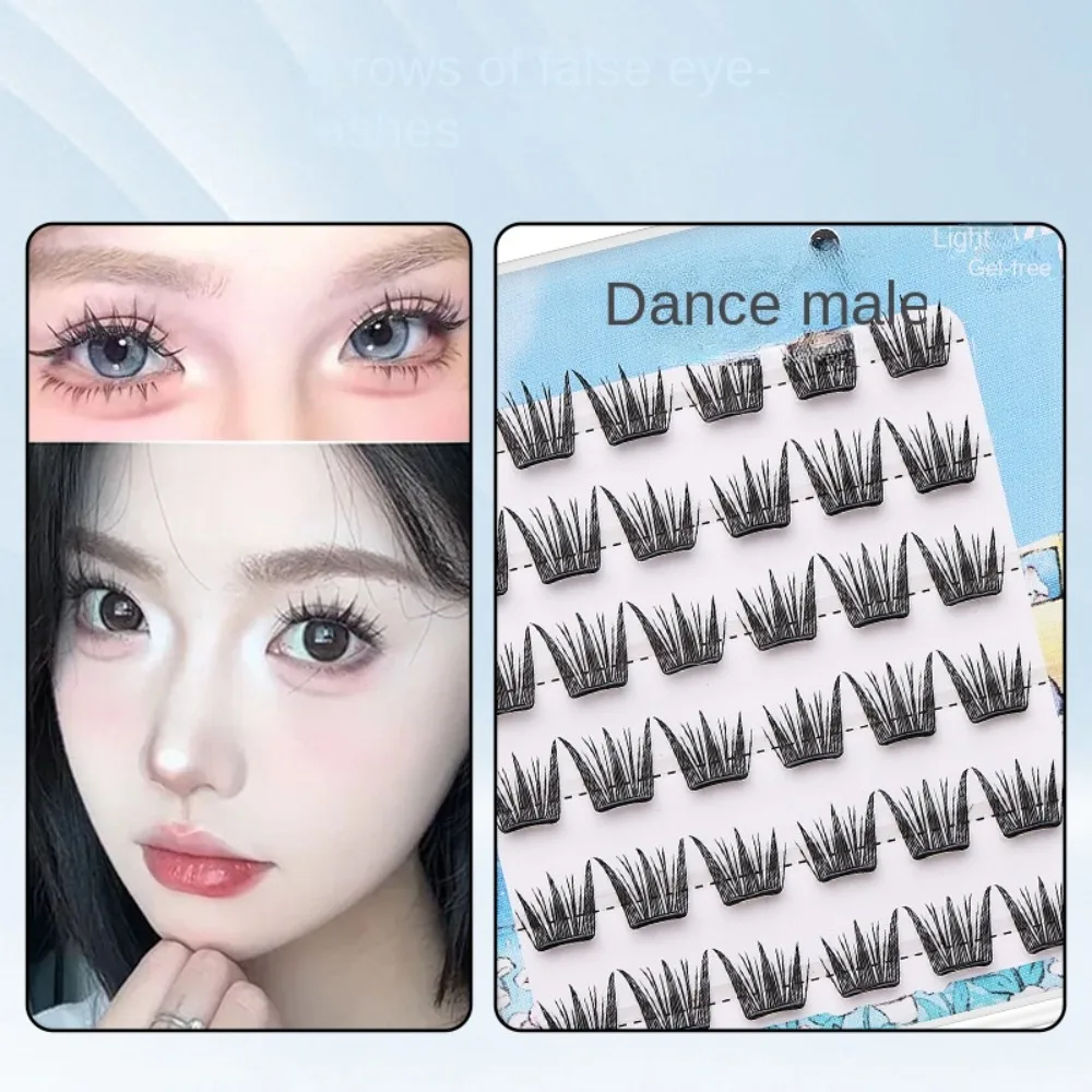Popular With Jelly Glue Strips Segmented False Eyelashes Multiple Styles Handmade Fake Lashes DIY Glue Free Lash Clusters Men