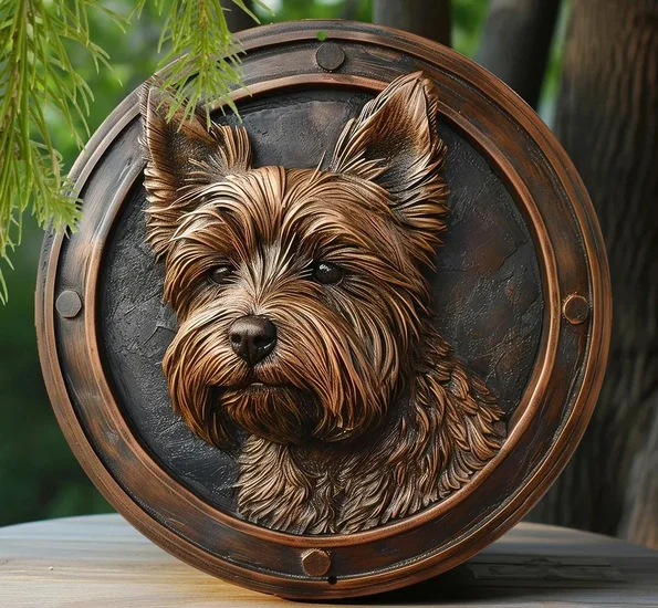 

Animal yellow dog head thickened circular aluminum sheet pet dog souvenir element decorative Pendant wall-mounted Giraffe Crocod