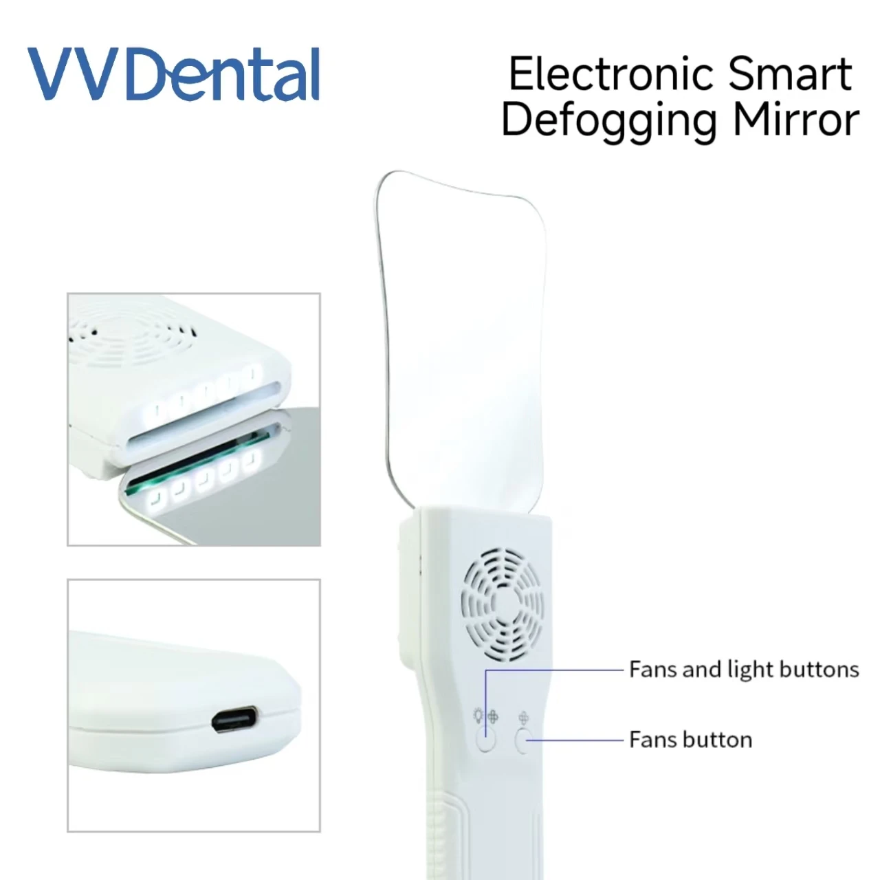 VVDental Dental Intraoral Photography Mirror Set LED Illumination Dental Tool Anti Fog Stainless Steel Reflector With Auxiliary