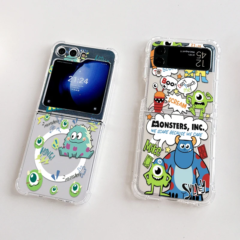 disney little monsters Magsafe Magnetic Phone Case for Samsung Galaxy Z Flip 3 4 Z Flip 5 6 Z 5G Soft Clear Tpu Cover