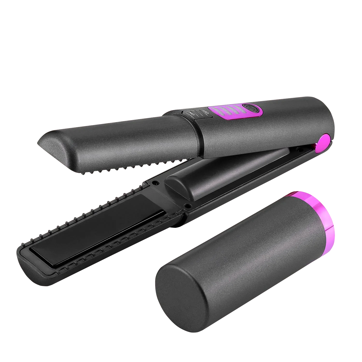 2-IN-1 Cordless Electric Heating Hair Straightener Rechargeable Travel  Double Use Straight Hair Straightener And Curling Iron