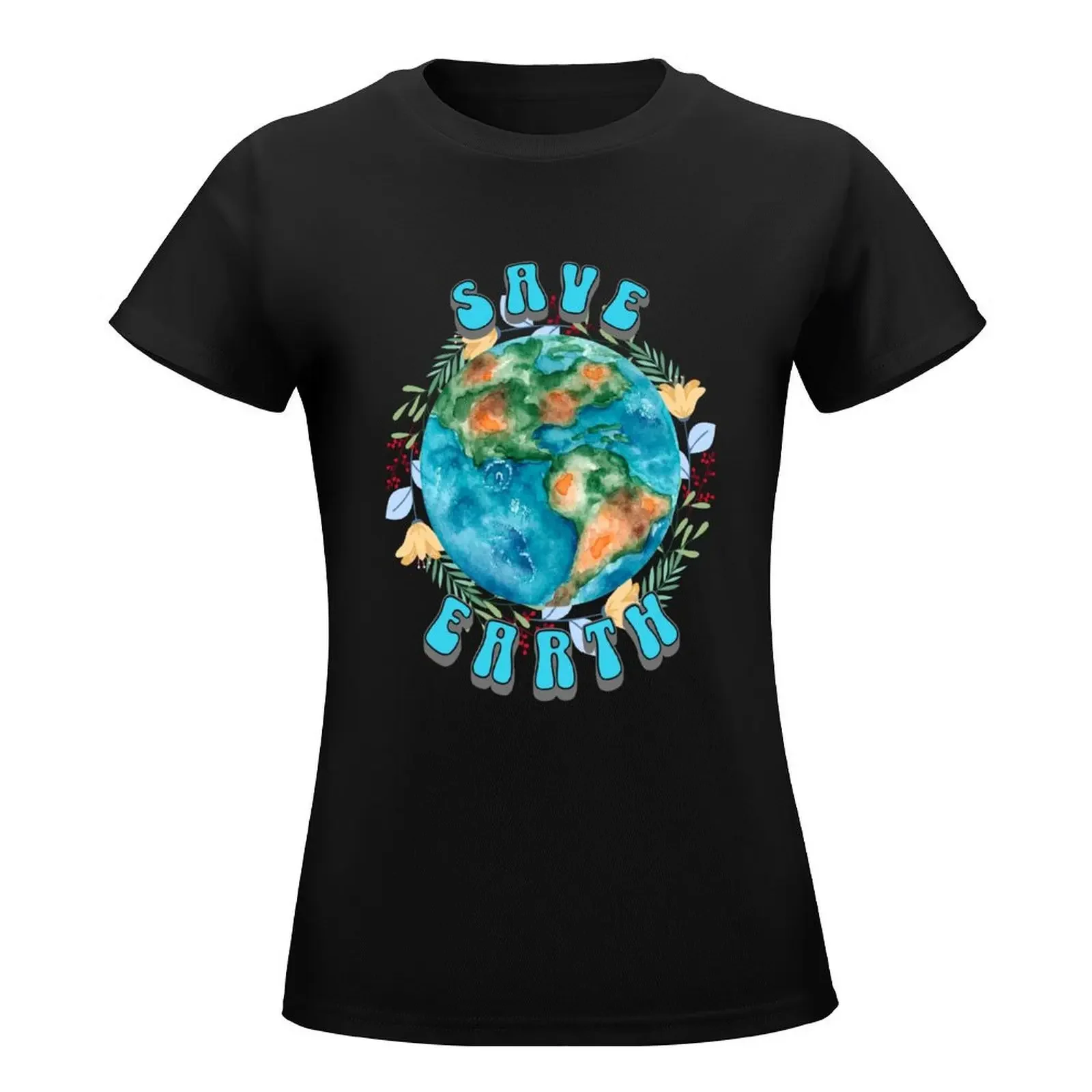 Save Earth T-Shirt anime clothes summer top vintage clothes plus size t shirts for Women loose fit