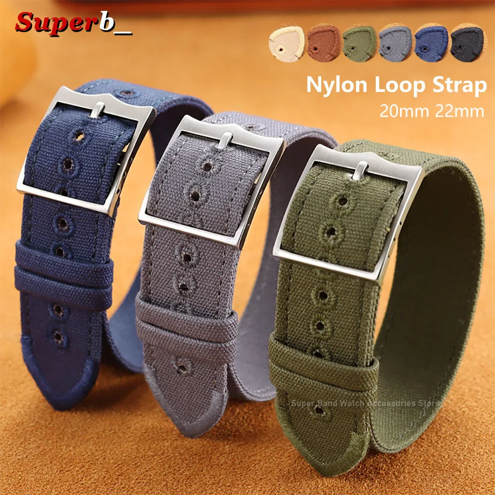 20mm 22mm Nylon Watch Straps High Density Durable Fabric Braid Soft Ribbed Nylon Watch Band Thicken Sports Wristband Accessories