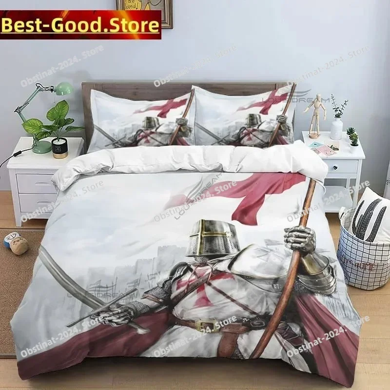 

3D Fashion Medieval Knights Templar Bedding Set Duvet Cover Full Queen King Size Pillowcase Bed Print Bed Set Aldult Kid Bedroom