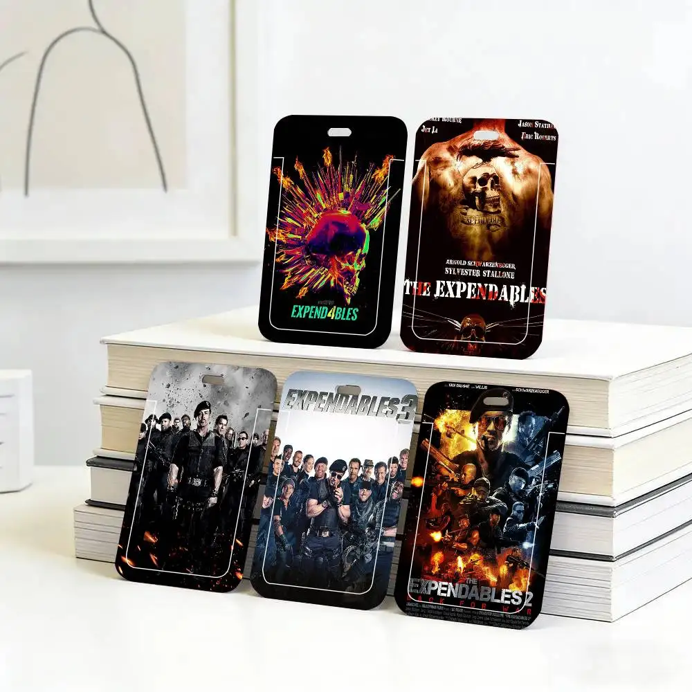Porta Tarjetas con Cordón Negro de la Película de Acción E-EXPENDABLES, para Tarjetas de Comida de Estudiantes y Identificaciones Escolares