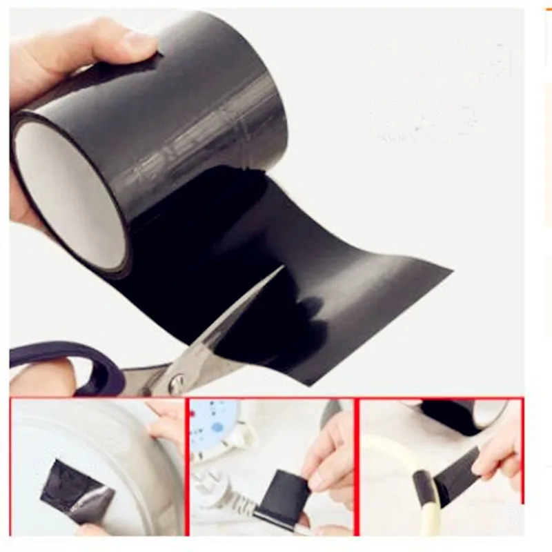 1VolumeUniversal Waterproof Black Silicone Repair Tape Bonding Home Water Pipe Repair Tape Tools Strong Pipeline Seal RepairTape