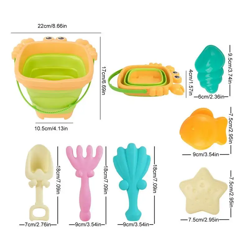 ของเล่นชายหาดสําหรับเด็กชุดทรายทรายพับถัง Beach Shovel ของเล่นสําหรับเด็กวัยหัดเดินฤดูร้อนชายหาดเกมของเล่นเด็กน้ําเล่นเครื่องมือ