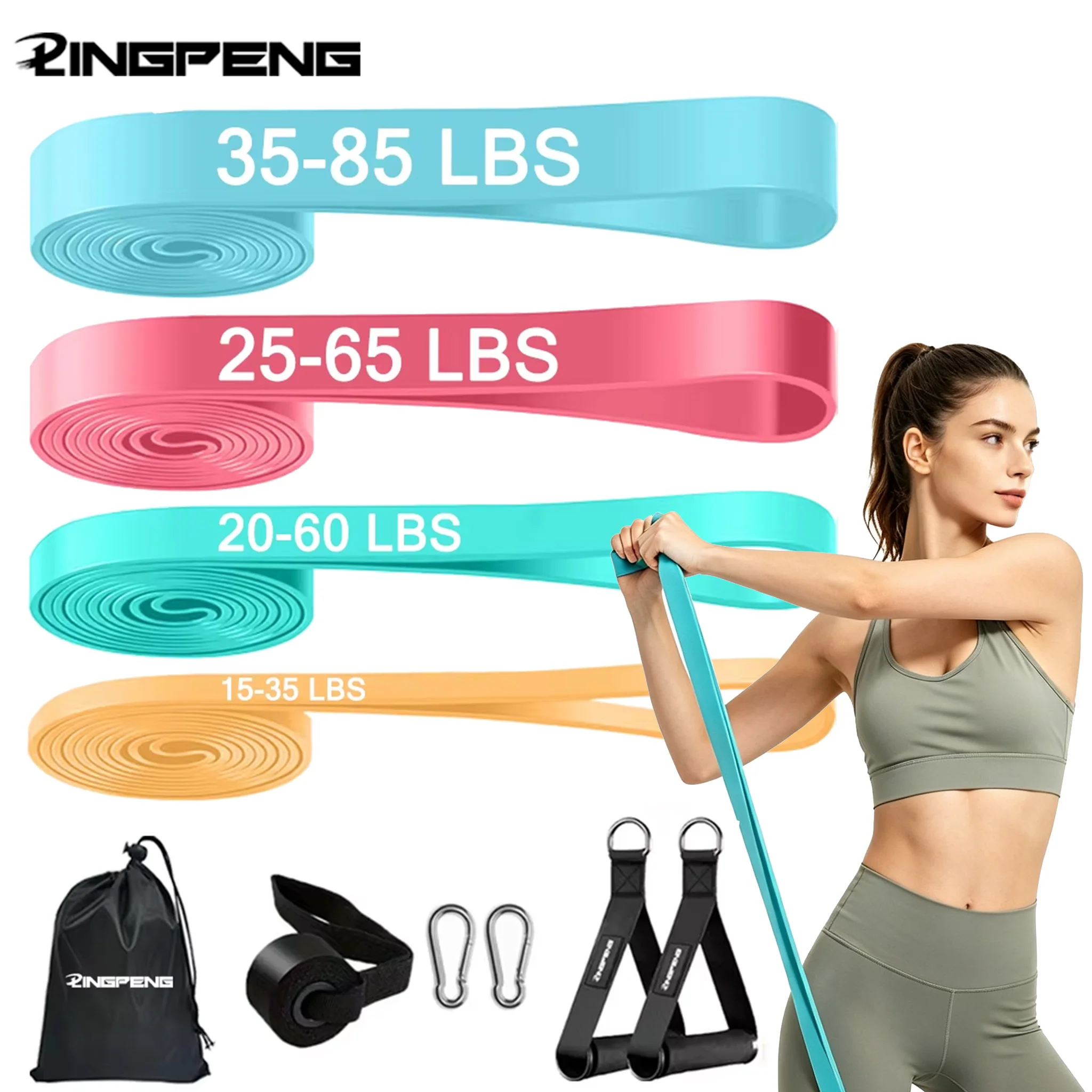 A Set of Colorful Resistance Bands and Accessories Multifunctional Resistance Bands With Different Resistances Essential for Gym