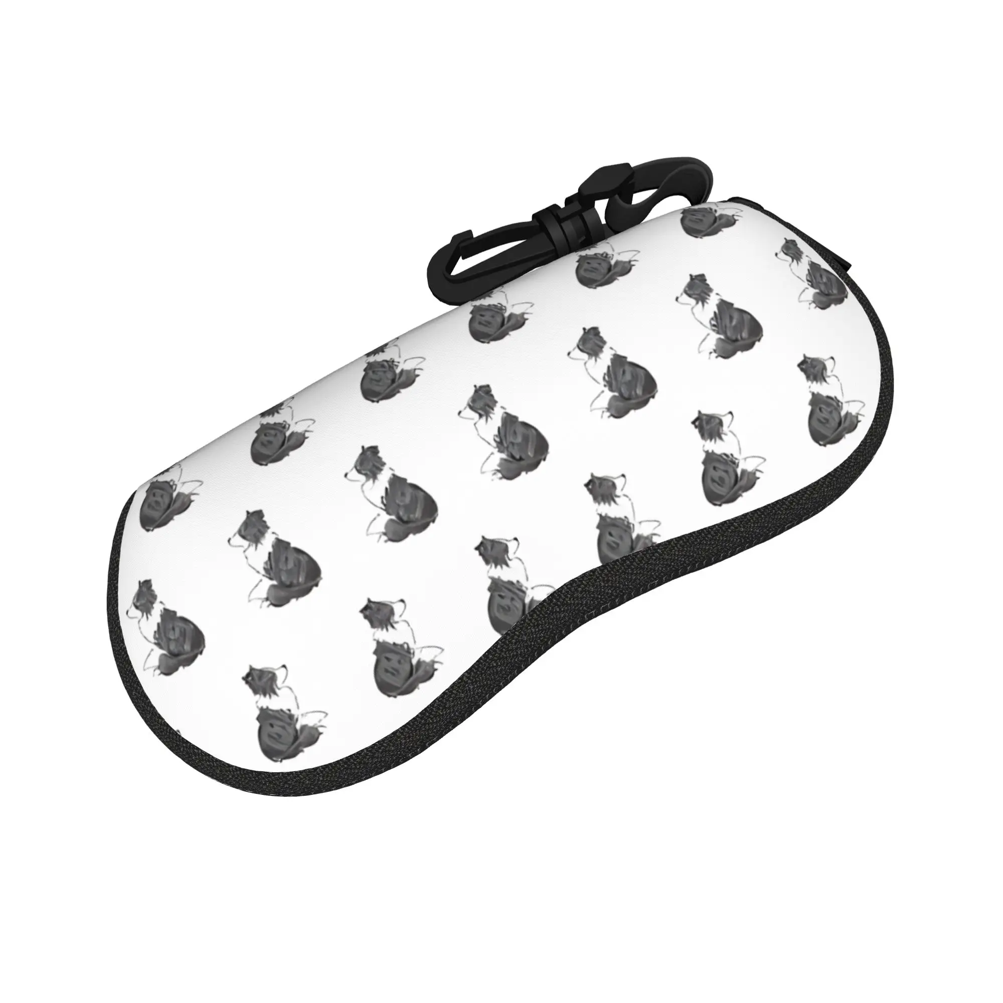 Lovely Cartoon Glasses Case Cartoon Border Collie puppy dog Merchandise  Zipper  Sunglasses Storage Box Eye Contacts Case