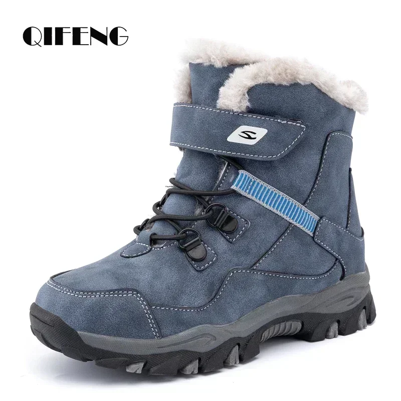 5-12 inverno caldo pelliccia stivali da neve bambini scarpe pelose ragazzi ragazza antiscivolo in pelle autunno impermeabile bambini stivali bambino sneaker peloso