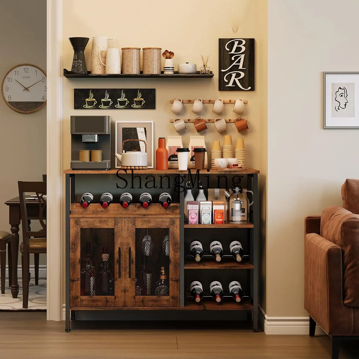 SM Household Simple Wine Collection Cabinet Large Capacity Solid Wood Wine Cabinet Restaurant Bar Display Stand