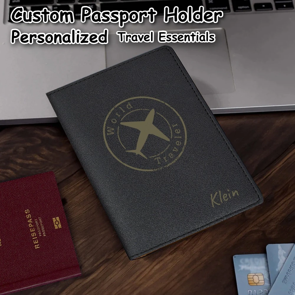 

Custom Passport Holder airplane PU Passport Cover Travel Essential Cruise Must Have Passport Holders Slim Portable for Travel