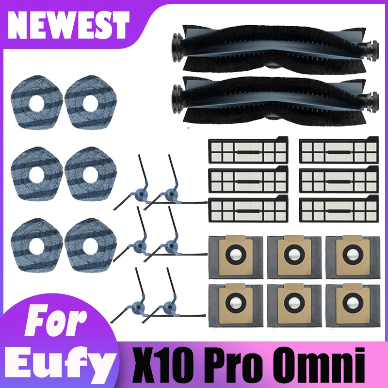 

Brush Kit For Eufy X10 Pro Omni Vacuum Cleaner Replacement Roller Side Brush Filter Mop Cloth Rags Pads Dust Bag Spare Parts