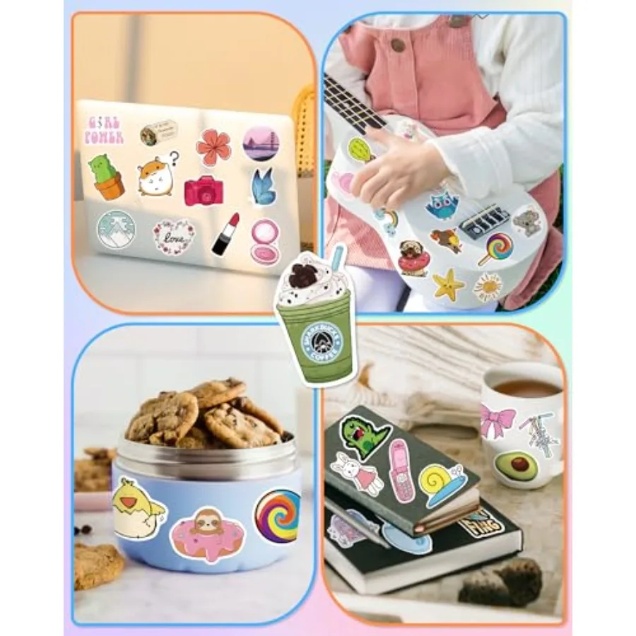 300 Pcs Cute Vinyl Waterproof Stickers for Water Bottles Laptop School and Classroom Use Ideal for Students Teens Girls Teacher