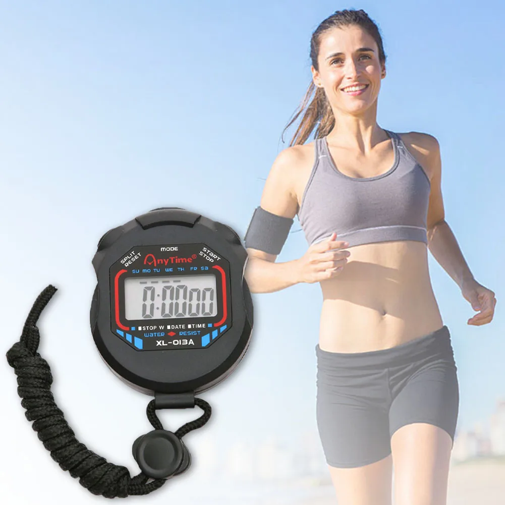 ساعة توقيت إلكترونية متعددة الوظائف، ساعة توقيت رياضية، مؤقت كرونومتر محمول احترافي لمدربي اللياقة البدنية والحكام