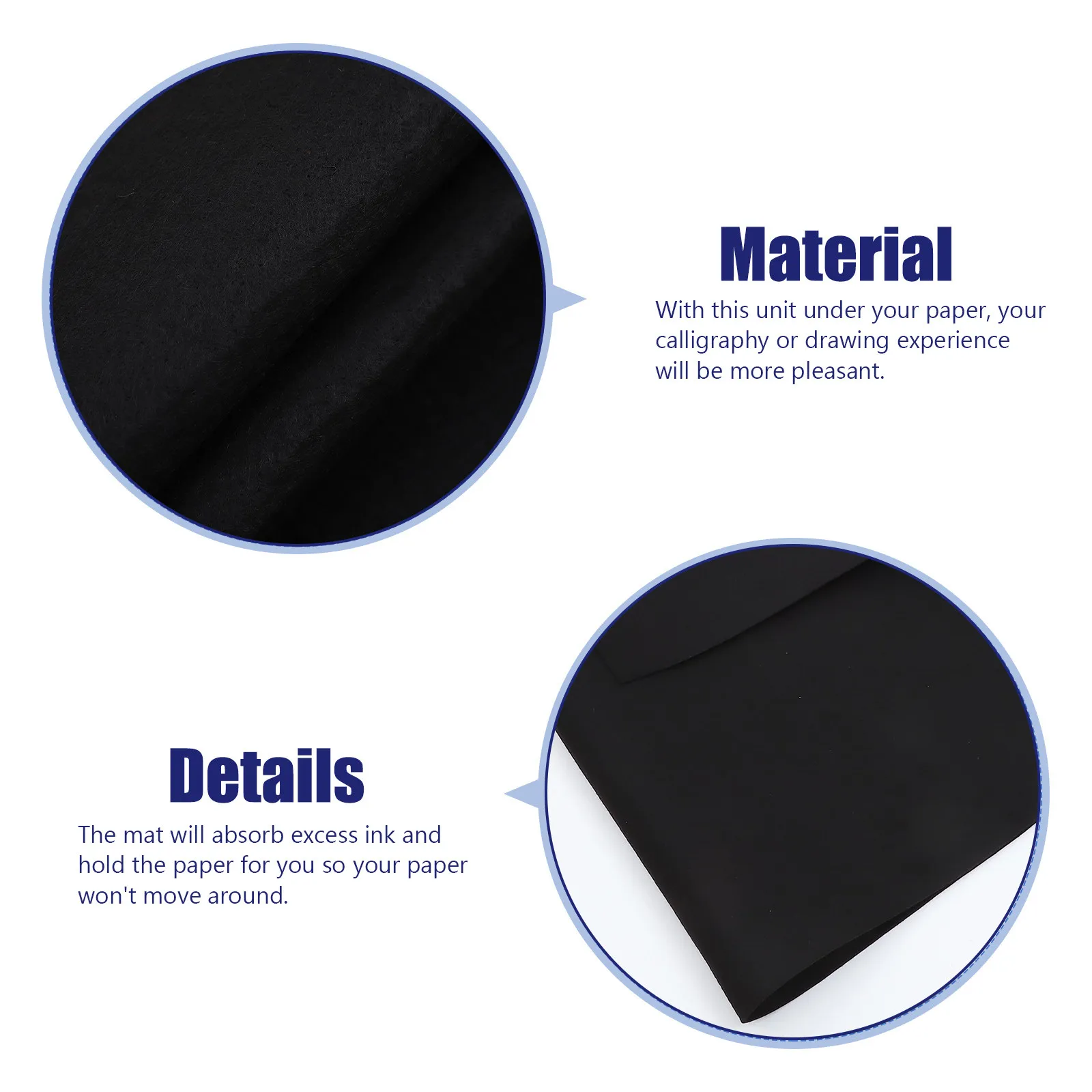 Black Calligraphy Mat Premium Wool Felt Pad for Ink Absorption Paper Stability Smooth Drawing Experience Reusable Art Studio