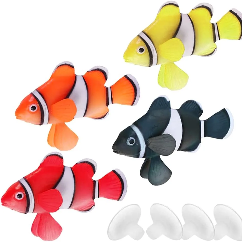 Katzenspielzeug aus Silikon, simulierter farbiger Clownfisch, interaktives Schwimmfischspielzeug für leuchtendes elektrisches Fischspielzeug für Katzen
