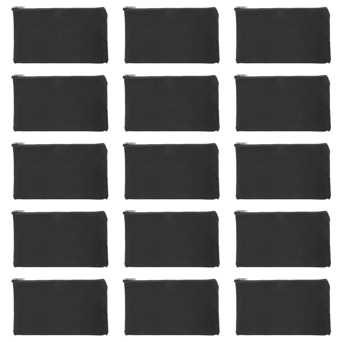 15 Pcs Black Blank Canvas Bag 8.3X4.7in Stationery Storage Zipper Bag Diy Graffiti Pencil Case Diy Gift Bag