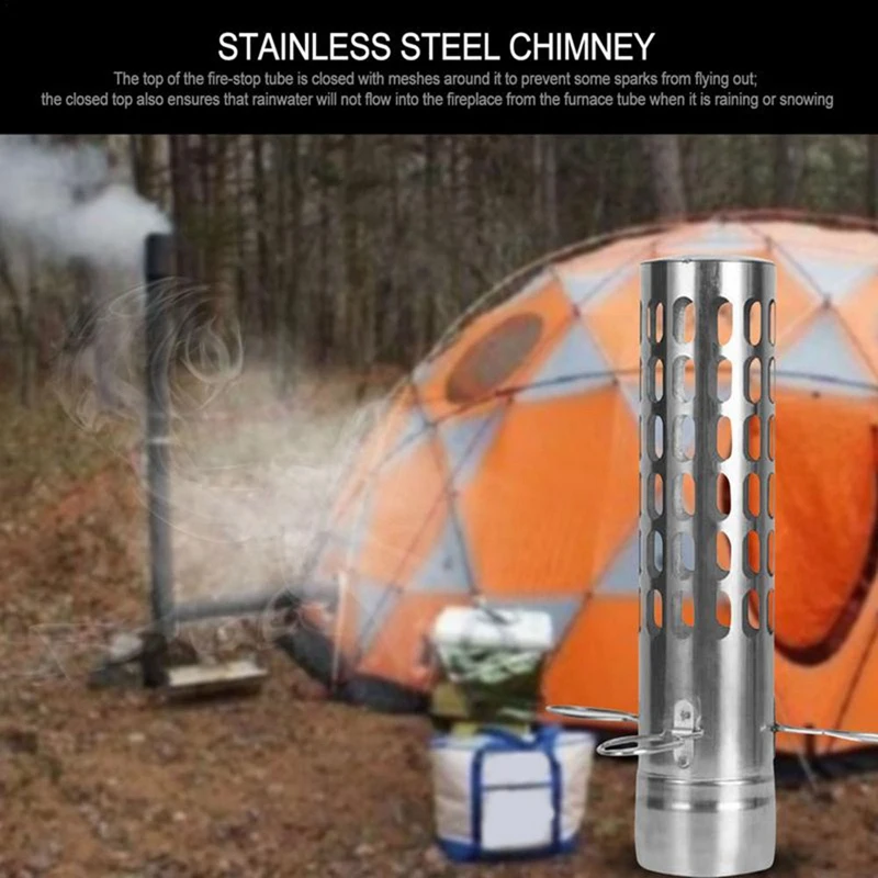 Outdoor Stove Chimney Pipe Stainless Steel Camping Wood Fire Heating Stove Boiler Exhaust Pipe Smoke Tube Accessories Parts