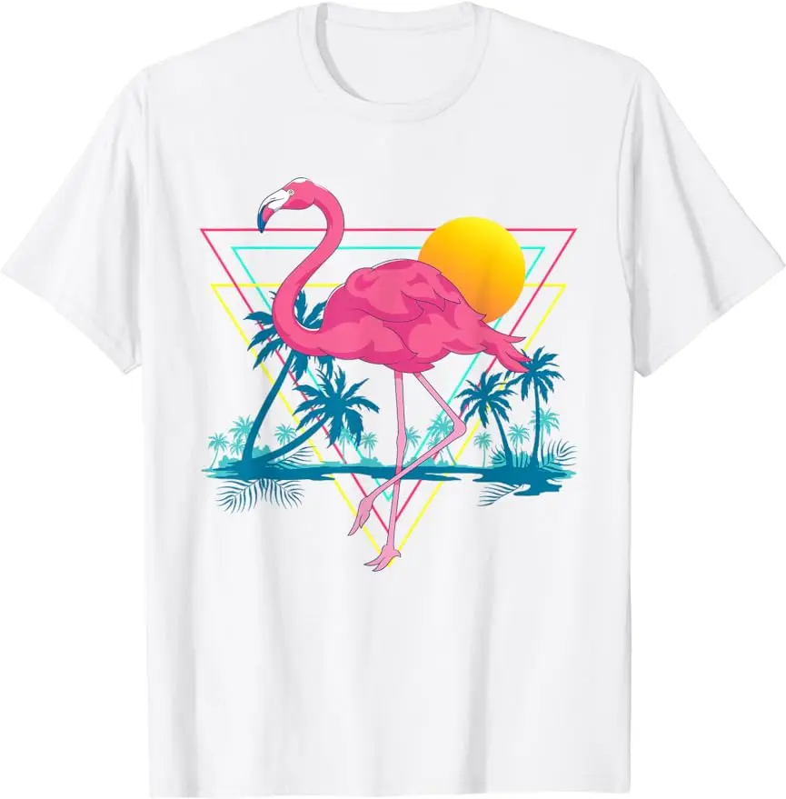 2024 Pink Flamingo Beach Summer Art Vibration Palm Tree Tropical Summer T-shirt