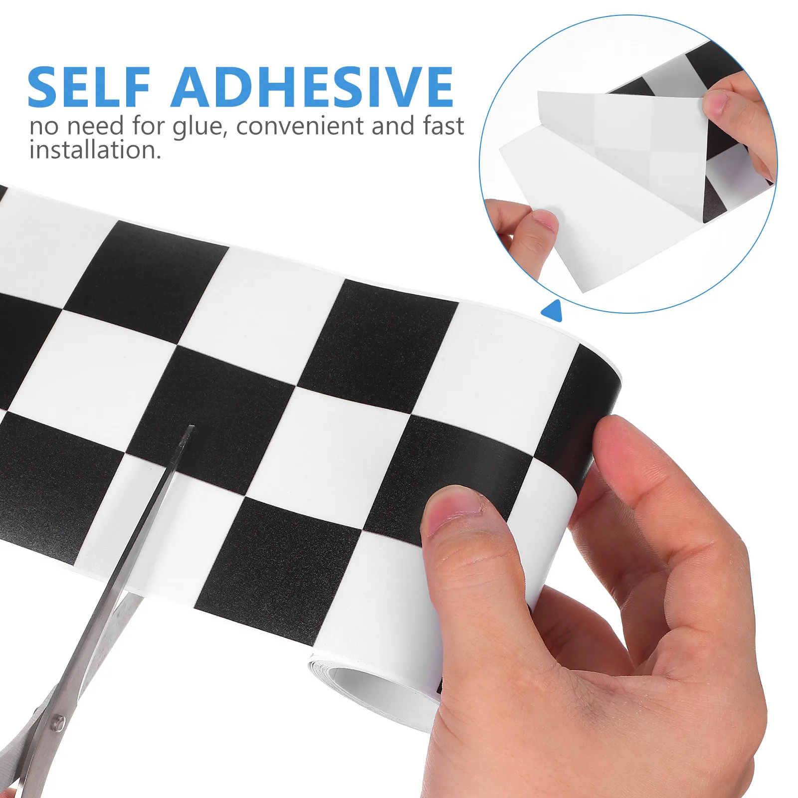 1 Roll Bulletin Board Border Checkered Wall Sticker Vinyl Skirting Line Decorative Decal Trim Classroom Office Home Decor