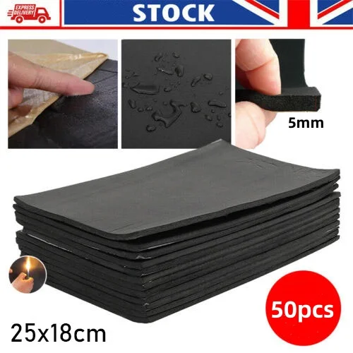 50Pc 5mm Sound Deadener Heat Insulation Mat Car Van Sound Proofing Deadening Insulation Car Hood InsulationSilent Car Accessorie