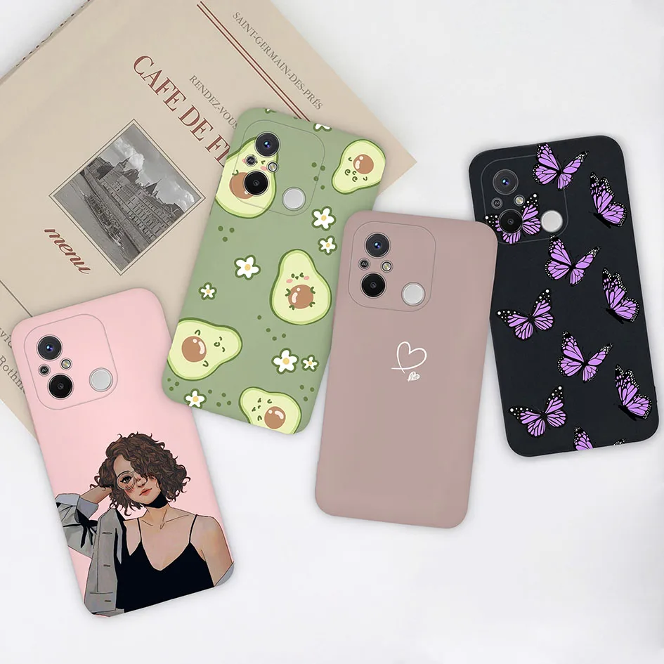 Phone Case For Xiaomi Redmi 12C 11A Fashion Shockproof Butterfly Avocado Sweet Girls For Xiaomi Redmi 12c 11a Funda Ultrathin