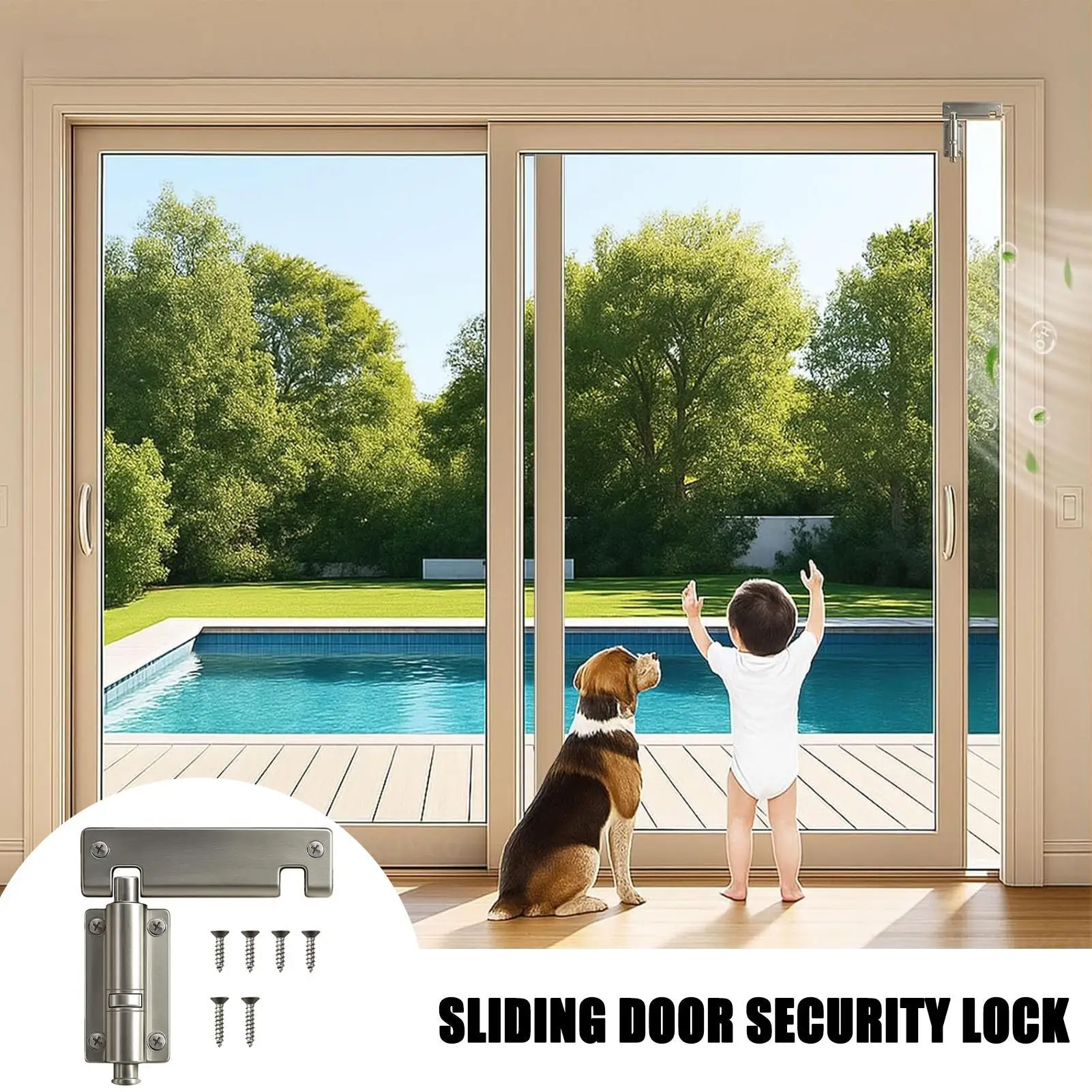 Sliding Patio Door Lock Top/Bottom Mount Security Sliding Door Security Lock Latch For Window Closet Home Balcony Living Room