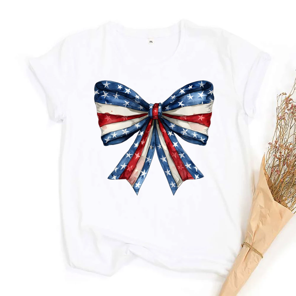 In My American Mama Era Women Tshirts Coquette Bow 4th of July Shirt Independence Day Women Tops Coquette Cowgirl Shirts