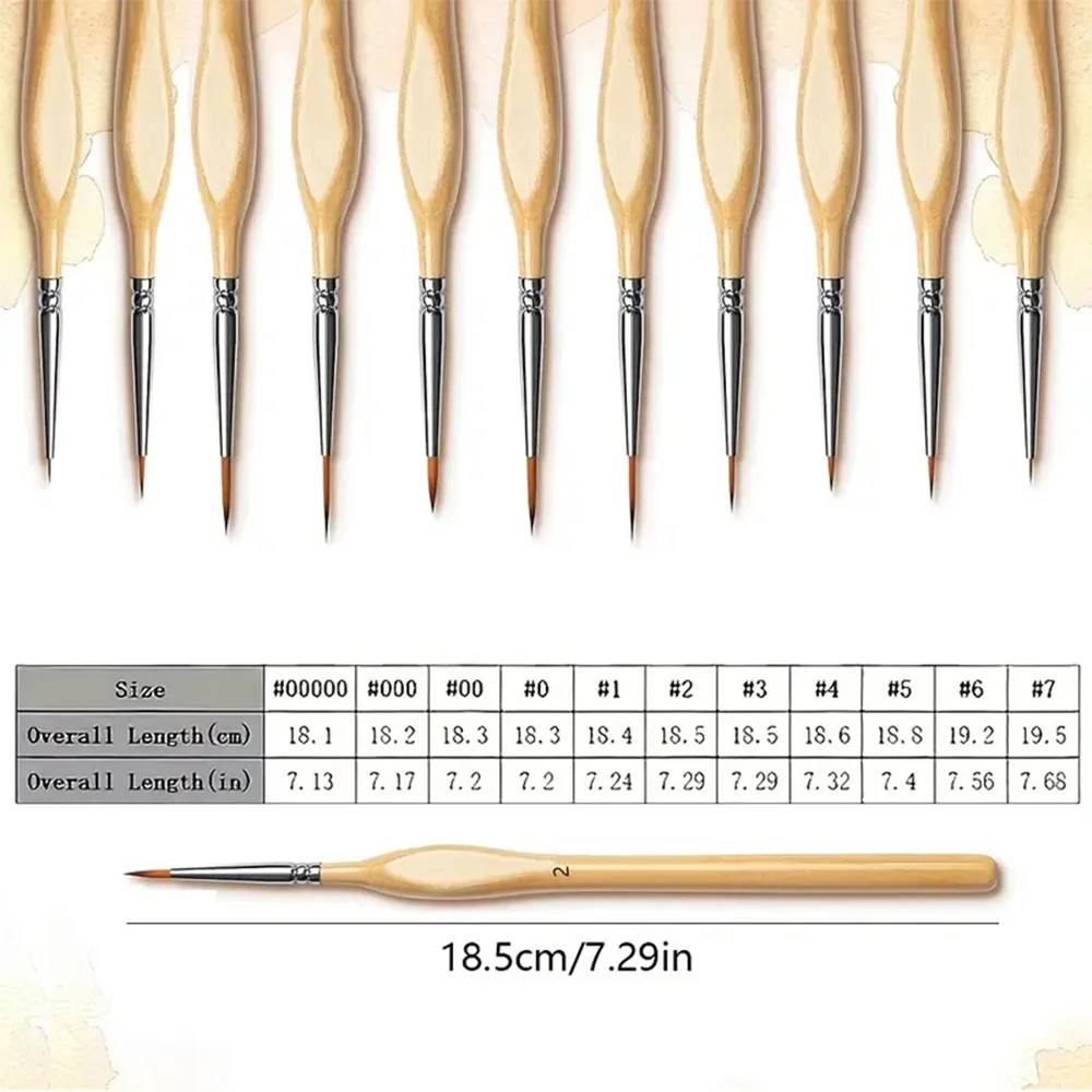 6/11PCS Miniature Painting Brushes Wool Professional Drybrush Set with Ergonomic Handle for Model Painting Watercolor AcrylicOil