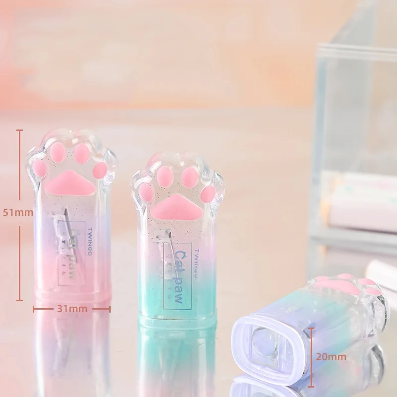 24pcs/lot Creative Cat Paw Pencil Sharpener Cute Hand Mechanical Cutter Knife Stationery Gift School Supplies