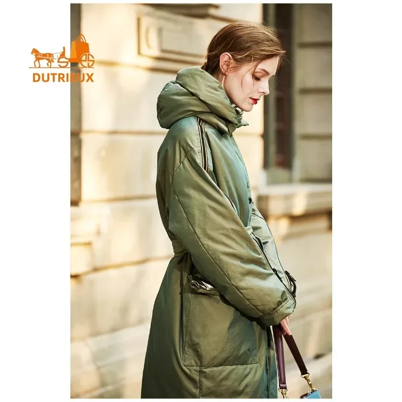 New Winter Women\'s Cotton Coat, 90% High-pile White Duck Down, High-end Luxury Waist Down Jacket with An Atmospheric Silhouette