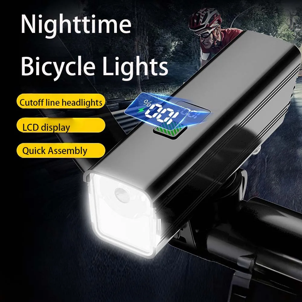 

Перезаряжаемый велосипедный фонарь Type-C, 3000 мАч/4500 мАч, с высокой яркостью LED, дальний/ближний свет, 800 лм/1200 лм, датчик освещенности, HD-дисплей