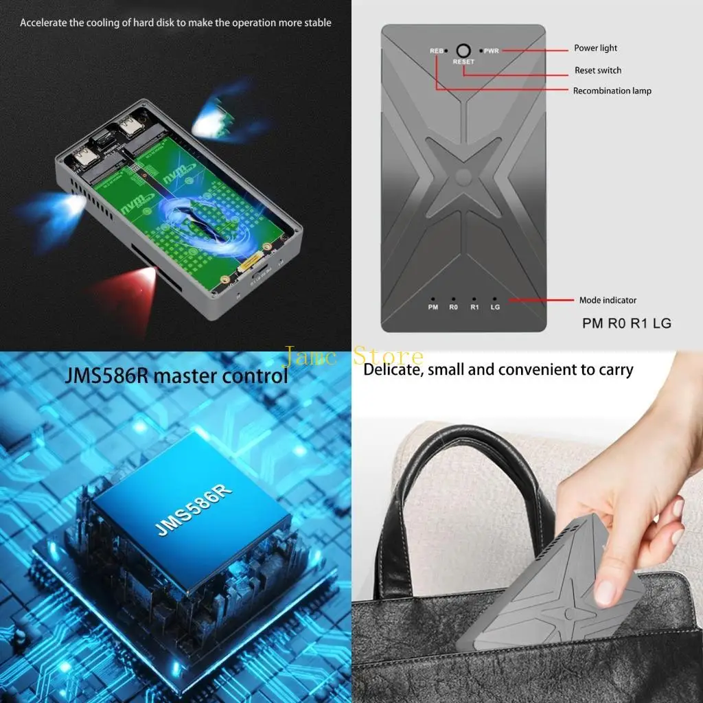 

Корпус LX0B NVME SSD с быстрой передачей данных USB3.2, 20 Гбит/с, двойной RAID-массив