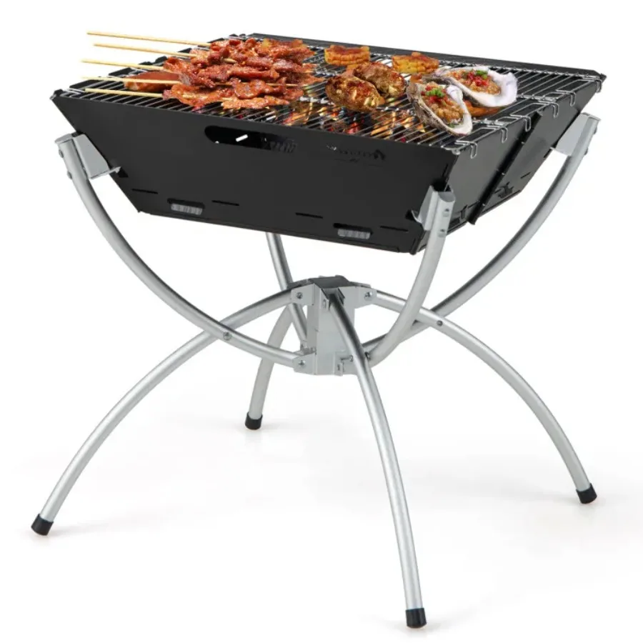 

3-in-1 Camping Campfire Grill with Stainless Steel Grills Carrying Bag & Gloves